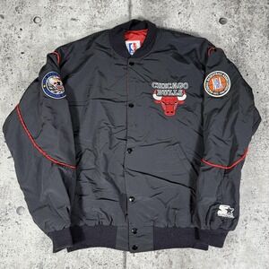 Vintage Chicago Bulls Jacket Mens Large NBA Basketball Back To Back Starter 90s